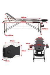 Living and Home Professional Folding Beauty Spa Bed Portable Adjustable Massage Bed in Black - thumbnail 6