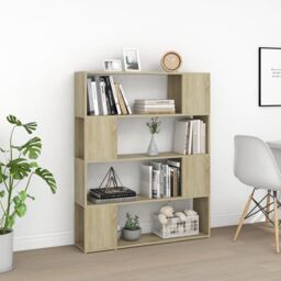 Berkfield Home Book Cabinet Room Divider Sonoma Oak 100x24x124 cm in Brown - Size: 100 x 24 x 124 cm - thumbnail 3
