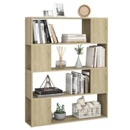 Berkfield Home Book Cabinet Room Divider Sonoma Oak 100x24x124 cm in Brown - Size: 100 x 24 x 124 cm - thumbnail 4