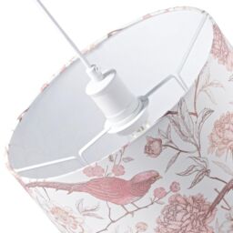 Happy Homewares Traditional Cotton Lamp Shade with Pink Long Tailed Birds & Floral Decor - Size: 12 inches - thumbnail 5
