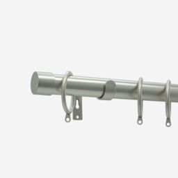 New Edge Blinds Brushed Steel 28mm End Cap Fixed Length Metal Curtain Pole in Silver - Size: 90 cm - thumbnail 2