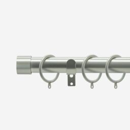 New Edge Blinds Brushed Steel 28mm End Cap Fixed Length Metal Curtain Pole in Silver - Size: 90 cm