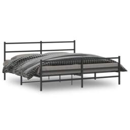 Berkfield Home Metal Bed Frame with Headboard & Footboard Black 180x200 cm Super King Size - thumbnail 1