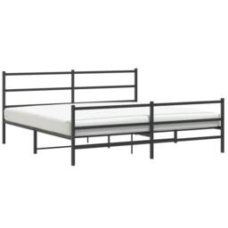 Berkfield Home Metal Bed Frame with Headboard & Footboard Black 180x200 cm Super King Size - thumbnail 4
