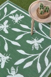 Homescapes Luxury Outdoor Rug Waterproof Reversible for Garden, Green Floral Bee - Size: 120 cm x 180 cm - thumbnail 2