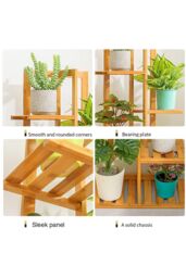 H&O Direct Rustic Wooden 5-Tiered Potted Plant Stand in Brown - thumbnail 5