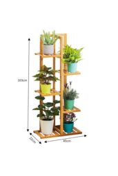 H&O Direct Rustic Wooden 5-Tiered Potted Plant Stand in Brown - thumbnail 3