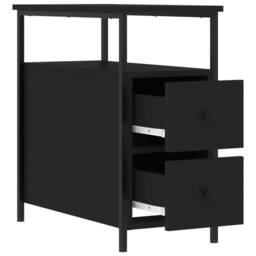 Berkfield Home Bedside Cabinet Black 30x60x60 cm Engineered Wood - Size: 30 x 60 x 60 cm - thumbnail 6