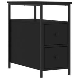 Berkfield Home Bedside Cabinet Black 30x60x60 cm Engineered Wood - Size: 30 x 60 x 60 cm - thumbnail 1