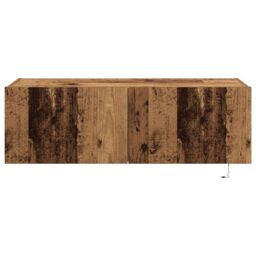 Berkfield Home TV Wall Cabinet with LED Lights Old Wood 100x35x31 cm in Brown - Size: 100 x 35 x 31 cm - thumbnail 7