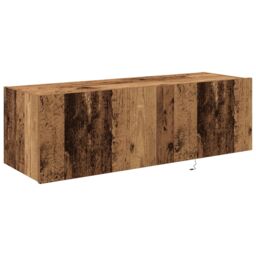 Berkfield Home TV Wall Cabinet with LED Lights Old Wood 100x35x31 cm in Brown - Size: 100 x 35 x 31 cm - thumbnail 5