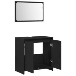 Berkfield Home Black Oak Bathroom Cabinet with Mirror - 60x33x61 cm, Made of Engineered Wood - Size: 60 x 33 x 61 cm - thumbnail 5