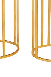 Orsina Set Of 2 Side Tables, White Marble Round Top With Gold Metal Base, Luxe Minimal Design For Living Room - thumbnail 6