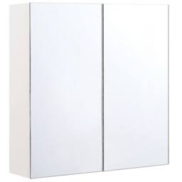 Wyld and Coco White Plywood Mirror 60 x 60 cm Wall Mounted 2 Doors Shelves - thumbnail 2