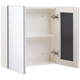 Wyld and Coco White Plywood Mirror 60 x 60 cm Wall Mounted 2 Doors Shelves - thumbnail 4