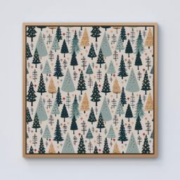 Warren Reed - Designer Boho Inspired Christmas Tree Pattern Framed Canvas in Light Brown - Size: w40 inch x h40 inch - thumbnail 1