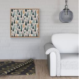 Warren Reed - Designer Boho Inspired Christmas Tree Pattern Framed Canvas in Light Brown - Size: w40 inch x h40 inch - thumbnail 2