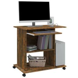 Berkfield Home Modern Computer Desk Smoked Oak 80x50x75 cm Engineered Wood in Brown - Size: 80 x 50 x 75 cm - thumbnail 5