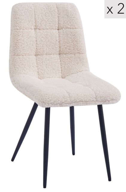 Nordlys Set of 2 Scandinavian Dining Chairs with Metal Buttoned Backrests in White - image 1