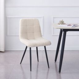 Nordlys Set of 2 Scandinavian Dining Chairs with Metal Buttoned Backrests in White - thumbnail 2