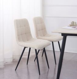 Nordlys Set of 2 Scandinavian Dining Chairs with Metal Buttoned Backrests in White - thumbnail 3