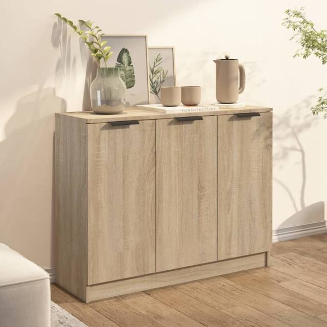 Berkfield Home Sideboard Sonoma Oak 90.5x30x70 cm Engineered Wood in Light Tan - image 1