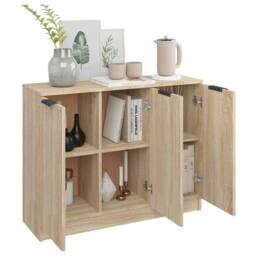 Berkfield Home Sideboard Sonoma Oak 90.5x30x70 cm Engineered Wood in Light Tan - thumbnail 4