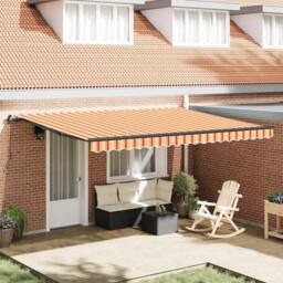 Berkfield Home Manual Retractable Awning Yellow & Orange 450x350 cm - thumbnail 2