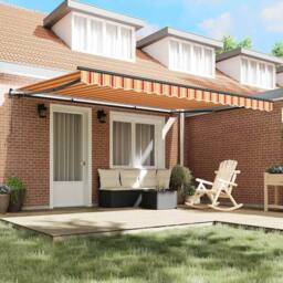 Berkfield Home Manual Retractable Awning Yellow & Orange 450x350 cm - thumbnail 3