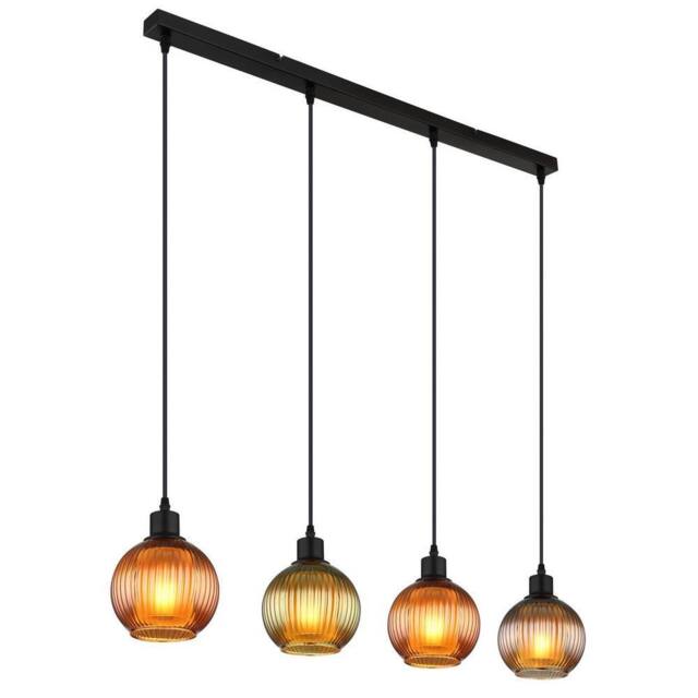 Netlighting Zumba Bar Pendant Ceiling Light Matt Black Balls Glass Shade 4x E27 - image 1