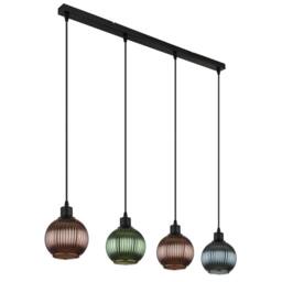 Netlighting Zumba Bar Pendant Ceiling Light Matt Black Balls Glass Shade 4x E27 - thumbnail 2