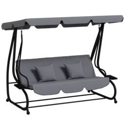 OUTSUNNY 2-in-1 Garden Swing Chair for 3 Person w/ 2 Pillows, Dark Grey - Size: 3 Seater - thumbnail 2
