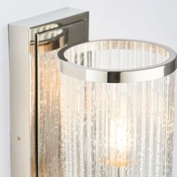 Loops 2 PACK Dimmable LED Wall Light Nickel & Ribbed Bubble Glass Shade Hanging Lamp in Metallics - thumbnail 5
