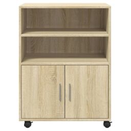 Berkfield Home Rolling Cabinet Sonoma Oak 60x48x81 cm Engineered Wood in Brown - Size: 60 x 48 x 81 cm - thumbnail 4