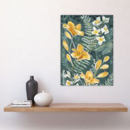"Artery8 Spring Freesia Yellow Flowers Botanical Painting Wall Art Print - Size: W12"" x H16""" - thumbnail 4