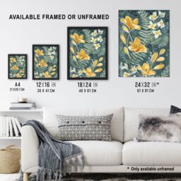"Artery8 Spring Freesia Yellow Flowers Botanical Painting Wall Art Print - Size: W12"" x H16""" - thumbnail 3