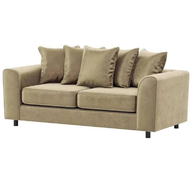 Furniture 786 Plush Velvet 3 Seater Sofa in Beige - image 1