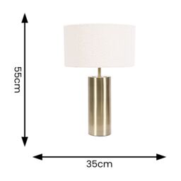 ValueLights Lexy Cream Boucle Shade with Antique Brass Dimmable Touch Table Lamp - thumbnail 6