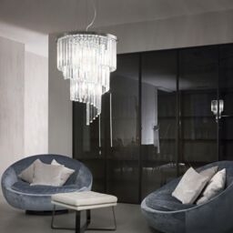 Netlighting Carlton 12 Light Pendant Light Chrome E14 in Grey - thumbnail 2