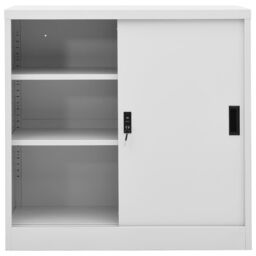 Berkfield Home Office Cabinet with Sliding Door Light Grey 90x40x90 cm Steel - Size: 90 x 40 x 90 cm - thumbnail 3