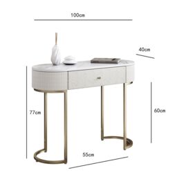 CARME HOME Romy Ivory Two-Tone Fabric Bouclé & Corduroy Dressing Table - thumbnail 5