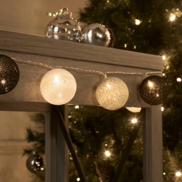 Lighting Collection Christmas Cottom Shade String Lights in White - image 1