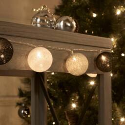 Lighting Collection Christmas Cottom Shade String Lights in White - thumbnail 1