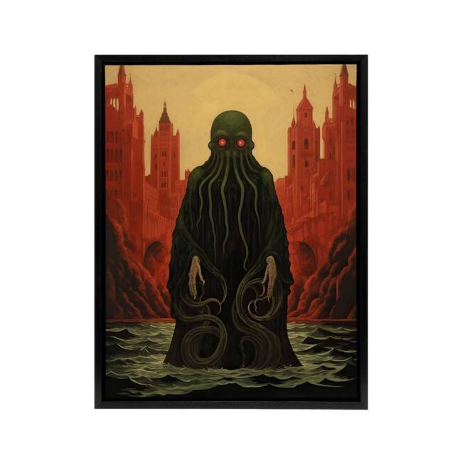 "Artery8 Yog Sothoth Lovecraft Cthulhu Concept Framed Canvas Wall Art Print in Red - Size: W12"" x H16""" - image 1