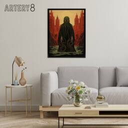 "Artery8 Yog Sothoth Lovecraft Cthulhu Concept Framed Canvas Wall Art Print in Red - Size: W12"" x H16""" - thumbnail 3