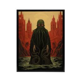 "Artery8 Yog Sothoth Lovecraft Cthulhu Concept Framed Canvas Wall Art Print in Red - Size: W12"" x H16""" - thumbnail 1