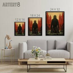 "Artery8 Yog Sothoth Lovecraft Cthulhu Concept Framed Canvas Wall Art Print in Red - Size: W12"" x H16""" - thumbnail 4