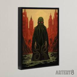 "Artery8 Yog Sothoth Lovecraft Cthulhu Concept Framed Canvas Wall Art Print in Red - Size: W12"" x H16""" - thumbnail 2