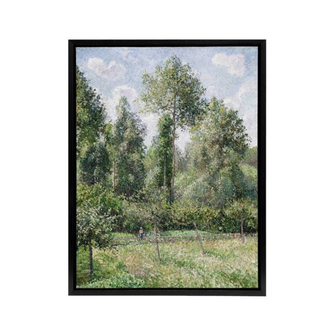 "Artery8 Eragny Poplars Landscape Camille Pissarro Black Framed Canvas Wall Art - Size: W12"" x H16""" - image 1