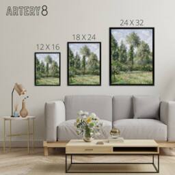 "Artery8 Eragny Poplars Landscape Camille Pissarro Black Framed Canvas Wall Art - Size: W12"" x H16""" - thumbnail 4